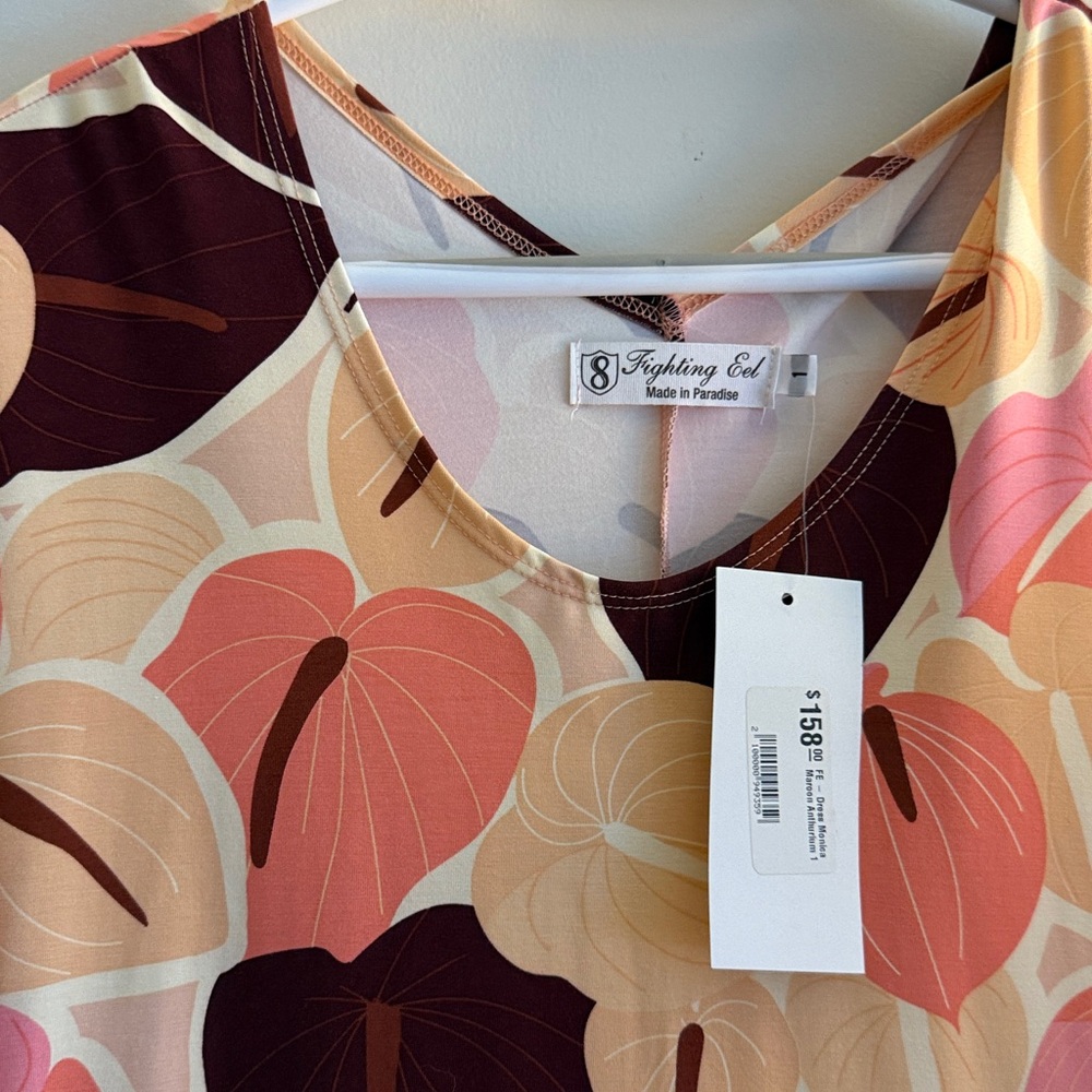 Fighting Eel Tropical Anthurium Floral Dress - Picture 2 of 4